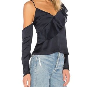 Navy one shoulder blouse